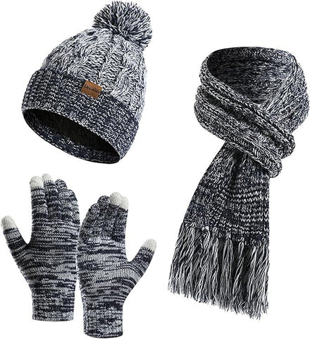 Žiemos rinkinys (pirštinės, šalikas, kepurė), juoda / balta M1211043-1