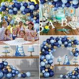 Macaron Blue Gold Theme balionų rinkinys (133 vnt)