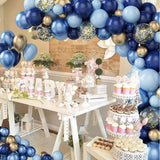 Macaron Blue Gold Theme balionų rinkinys (133 vnt)